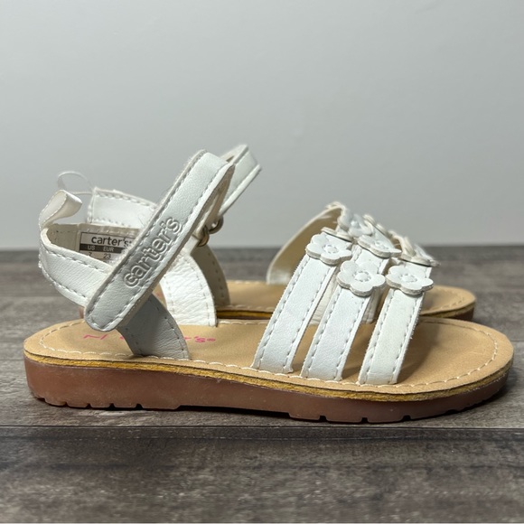 Carters White Flower Strappy Toddler Sandals - Picture 9 of 13